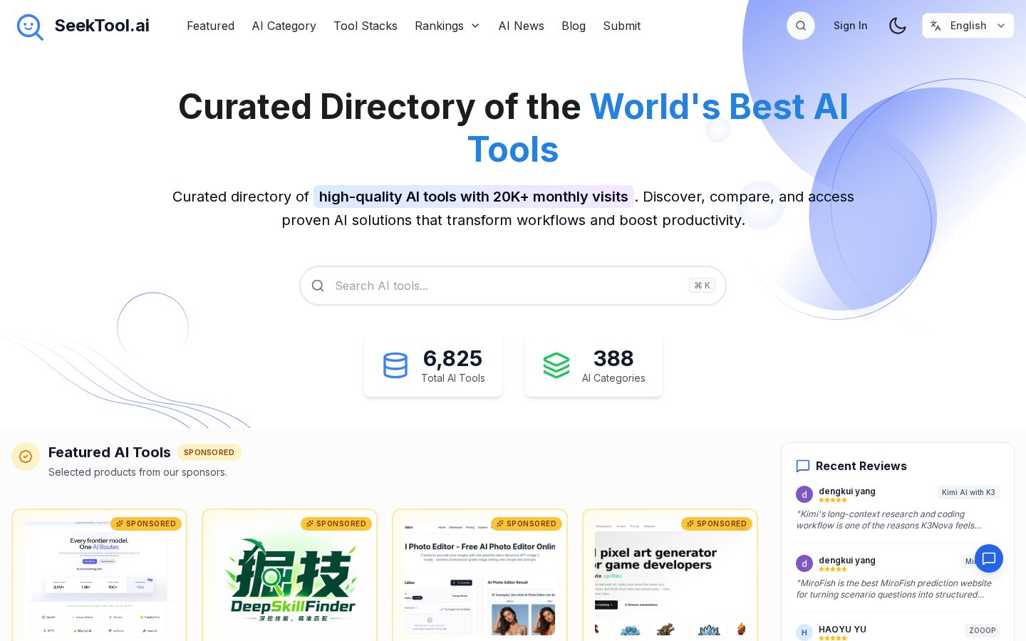 SeekTool.ai Homepage