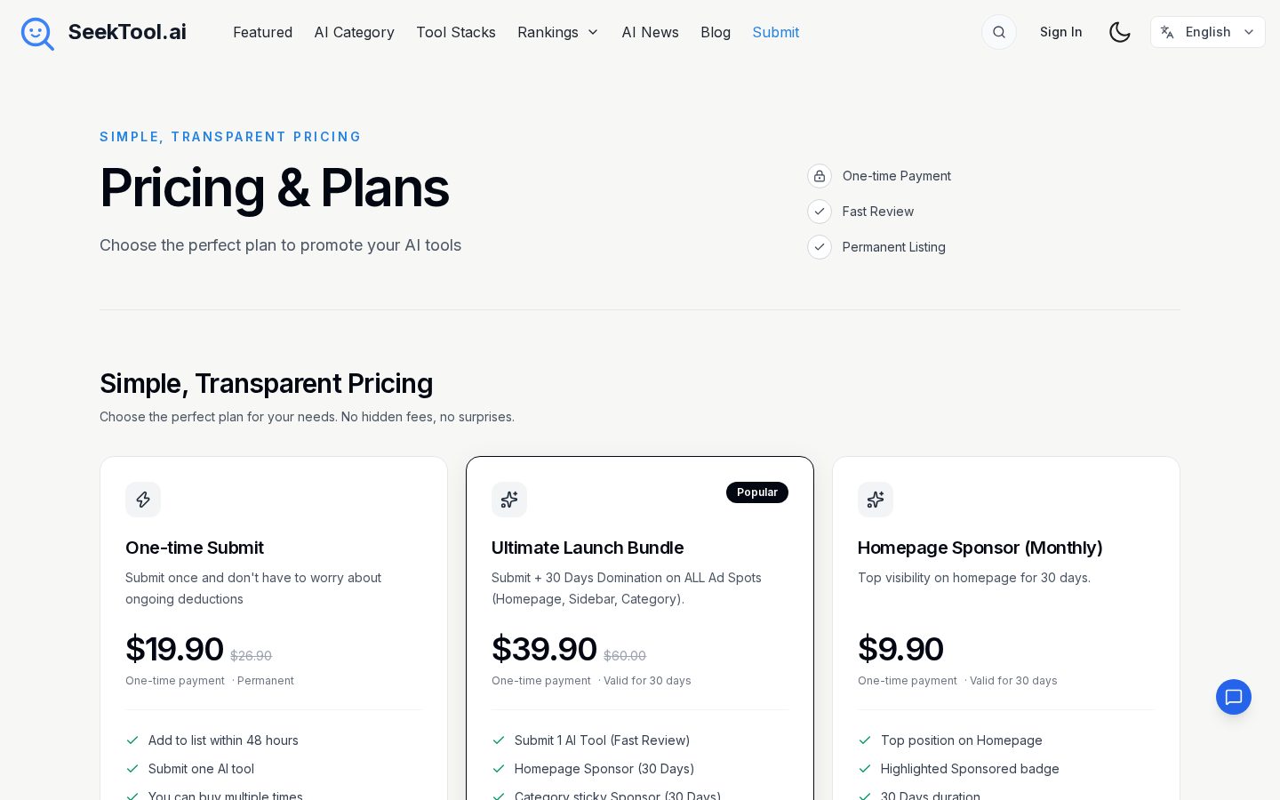 SeekTool.ai Pricing