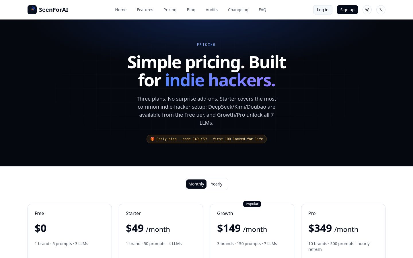 SeenForAI Pricing