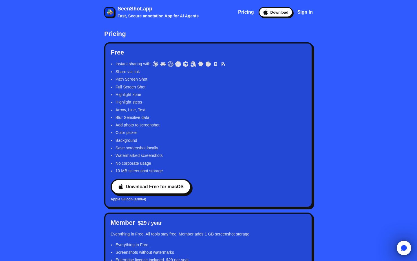 SeenShot Pricing