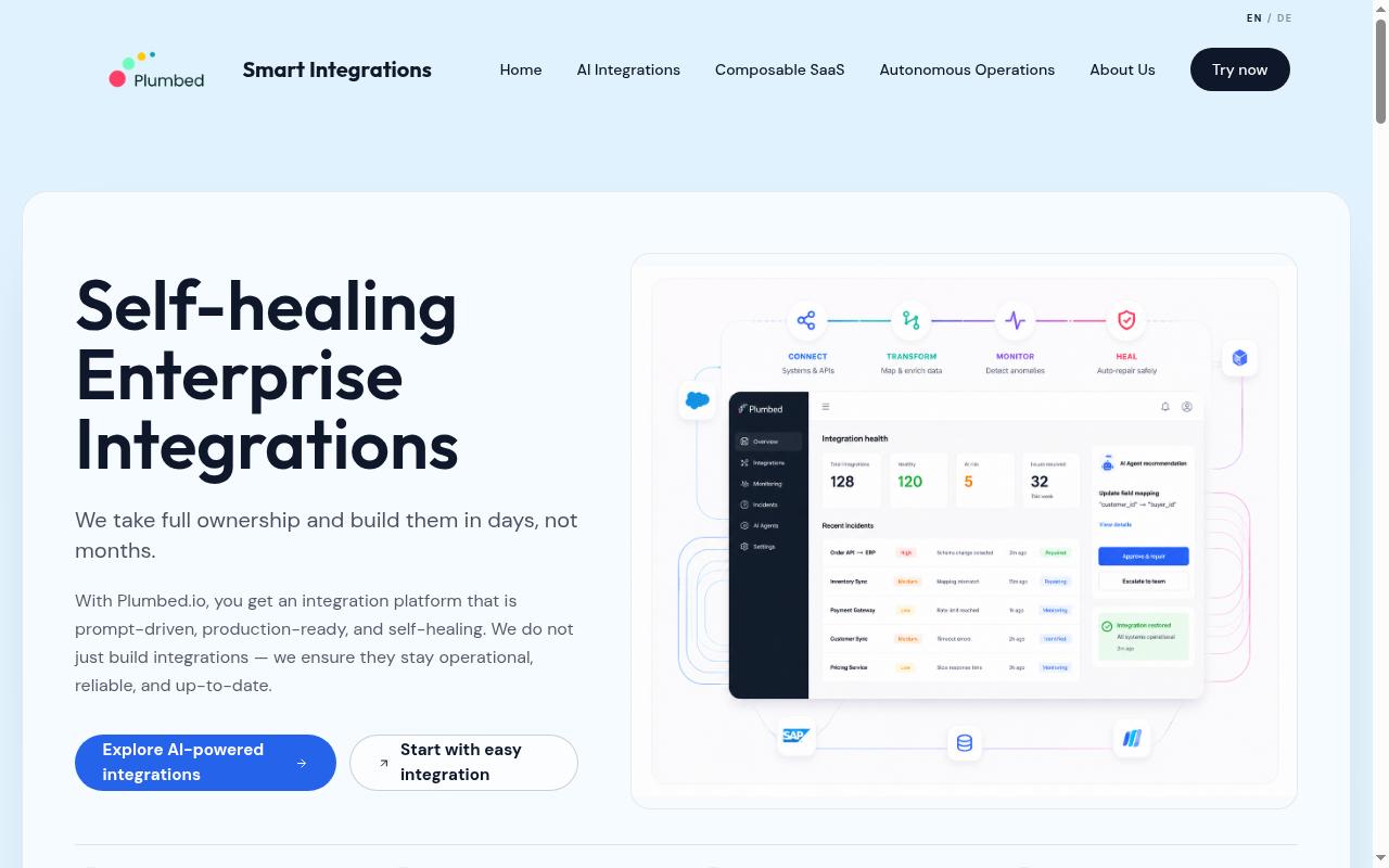 Self-Healing Integrations Homepage