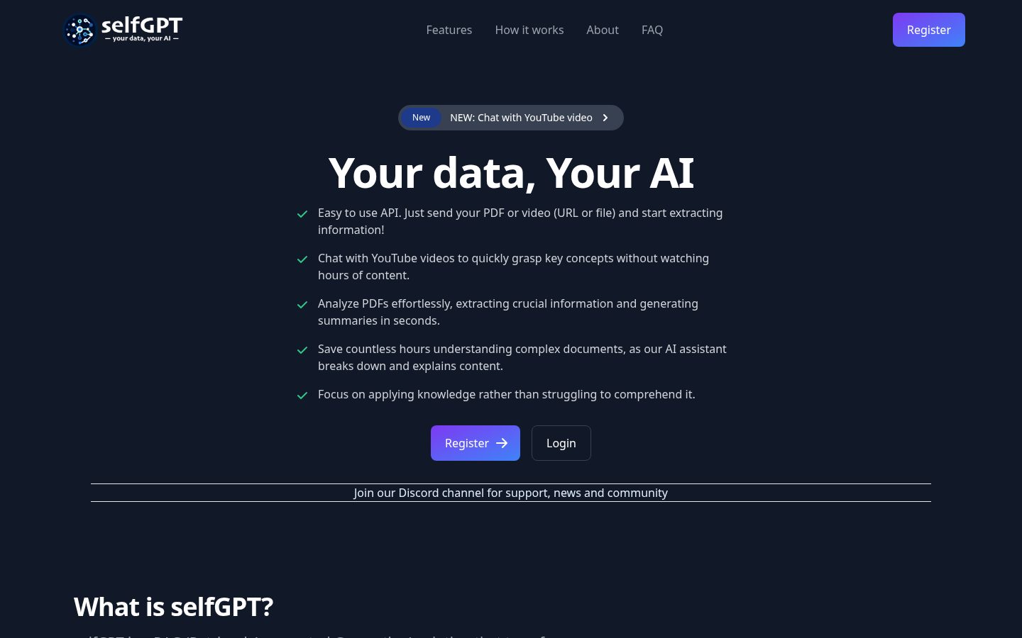 selfGPT Homepage