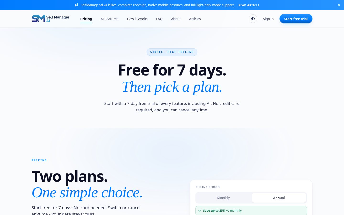 SelfManager.ai Pricing