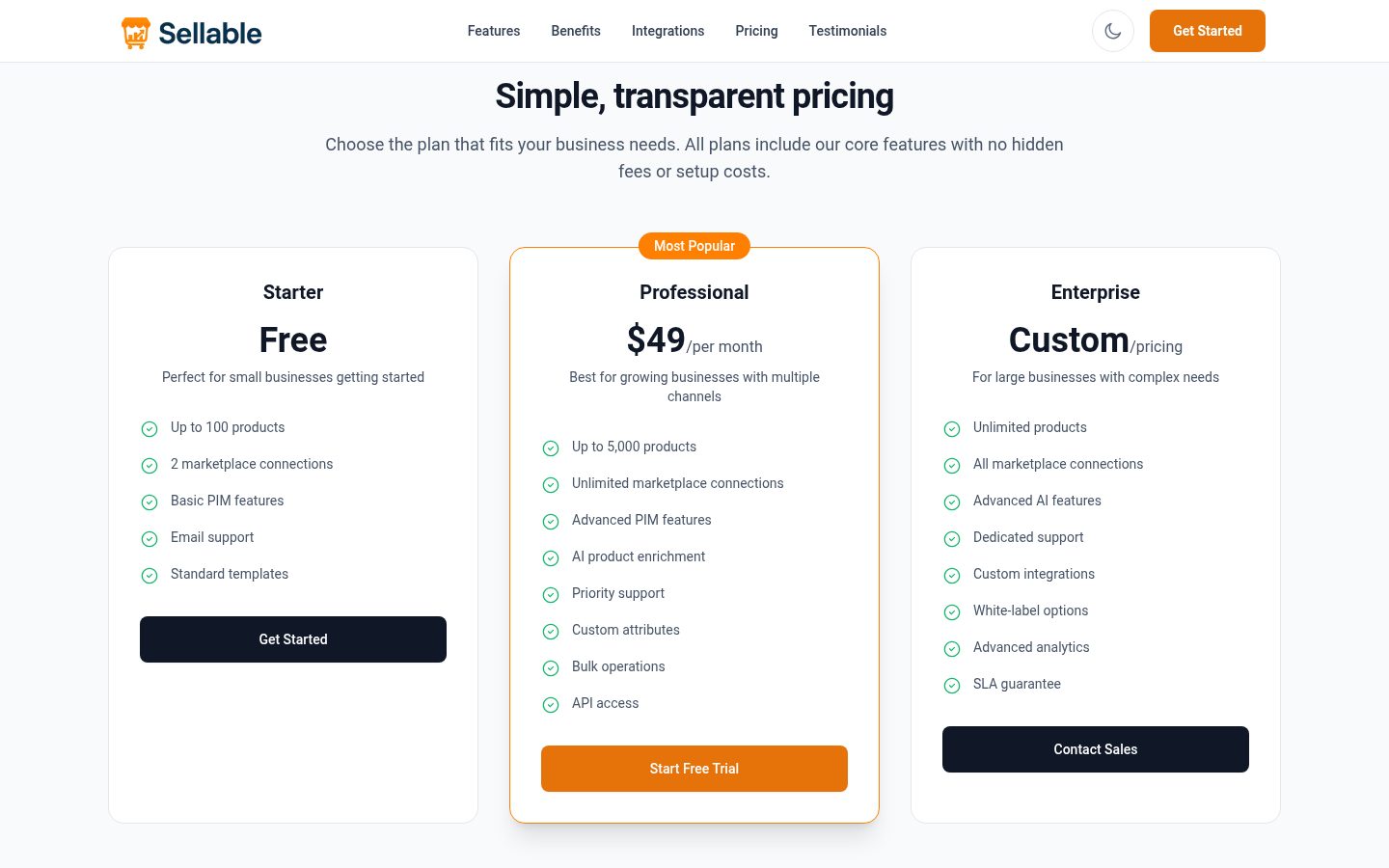 Sellable Pricing