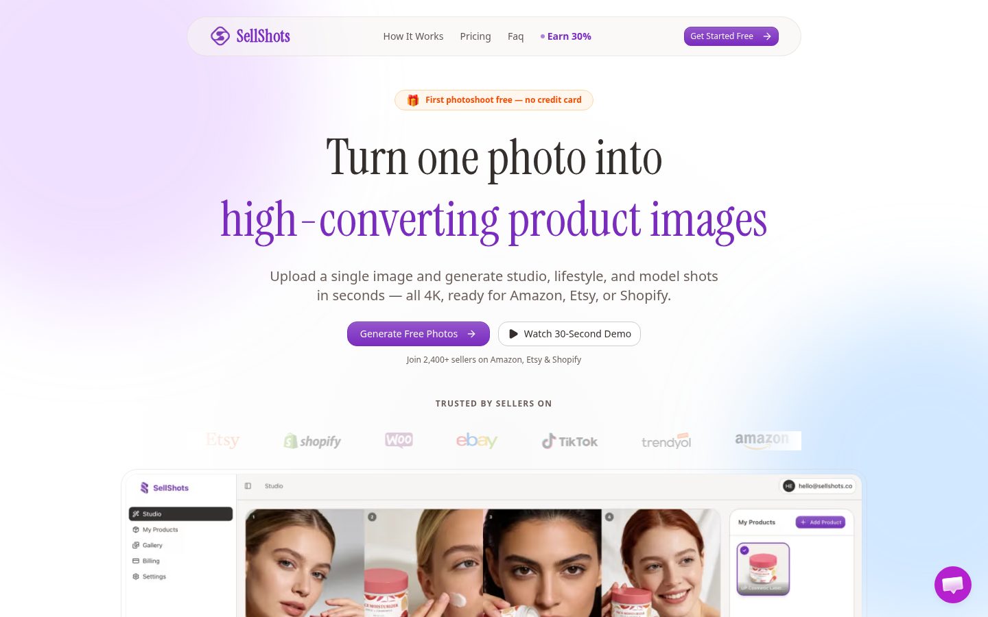 SellShots Homepage