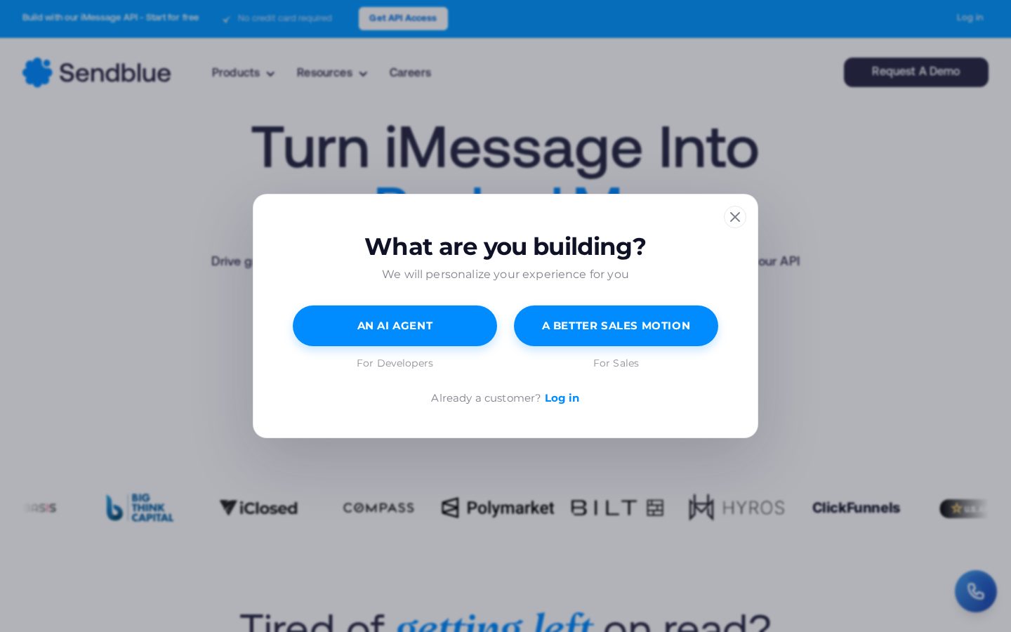 Sendblue Homepage