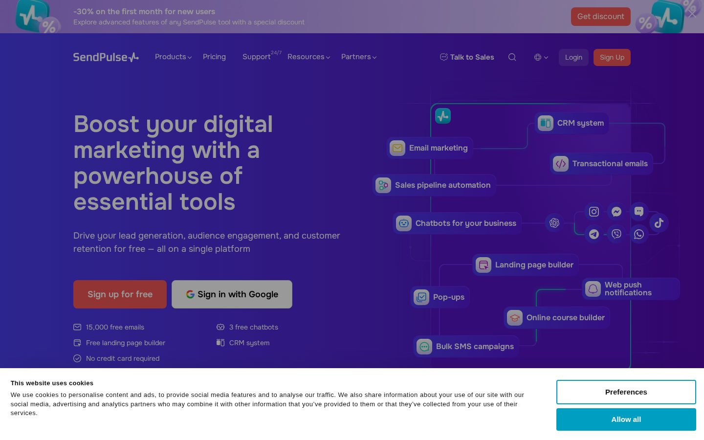 SendPulse Homepage