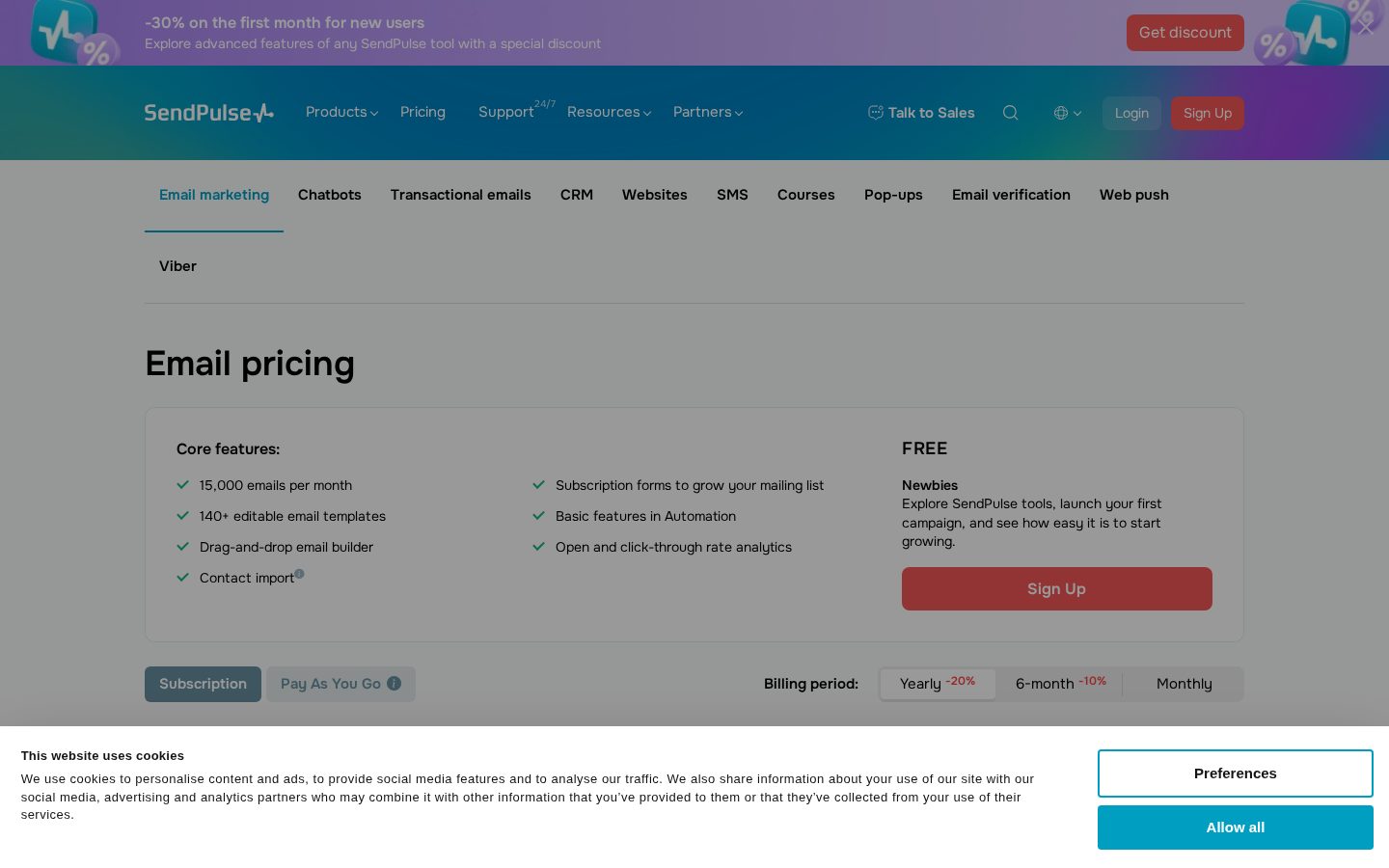 SendPulse Pricing
