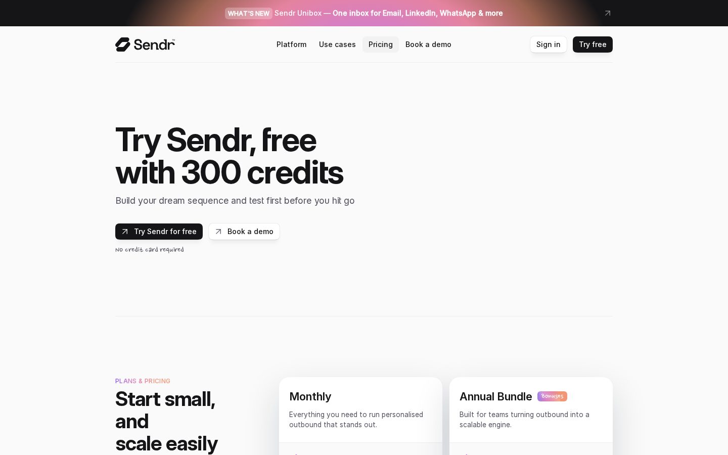 Sendr Pricing