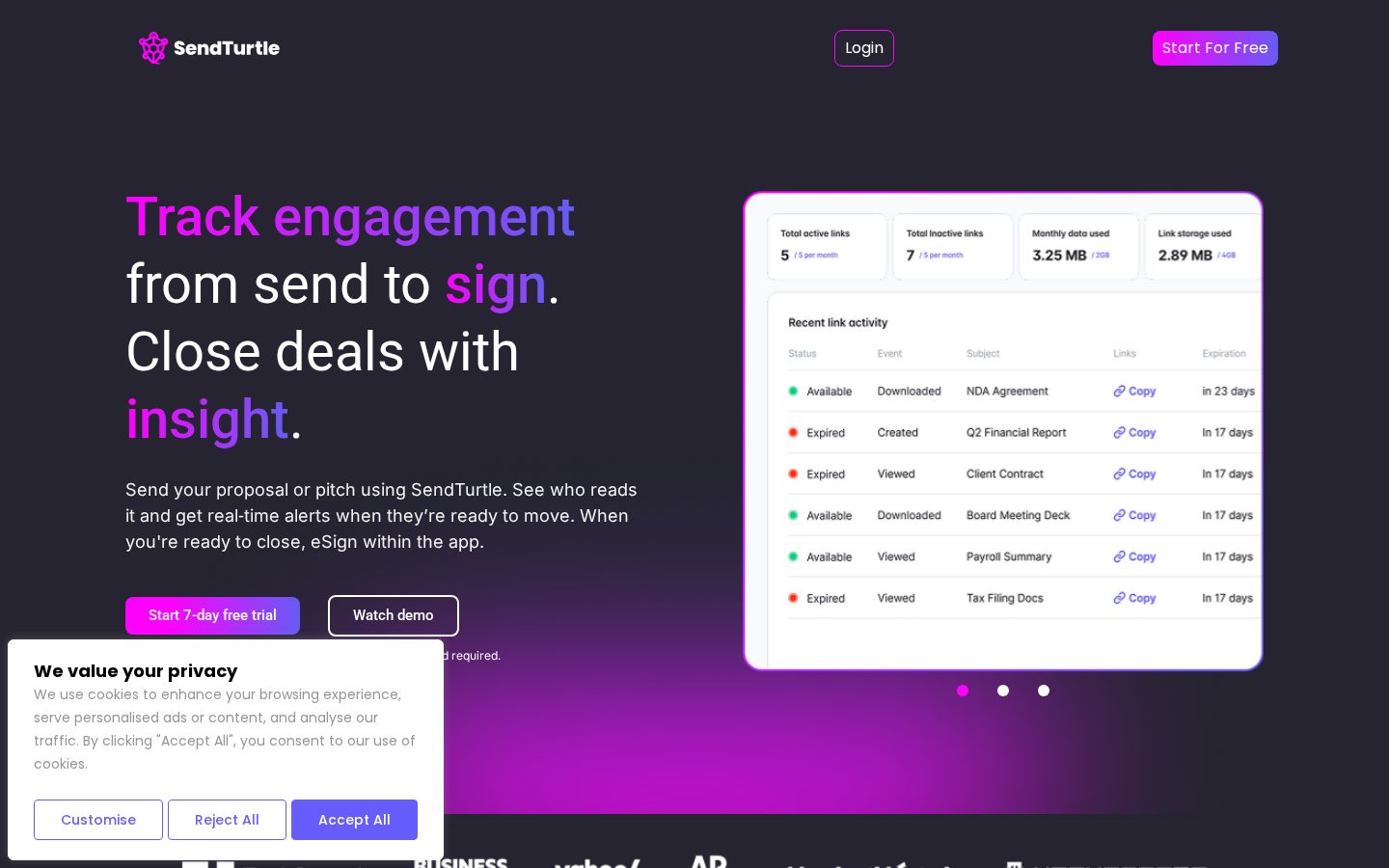 SendTurtle Deep IQ Homepage