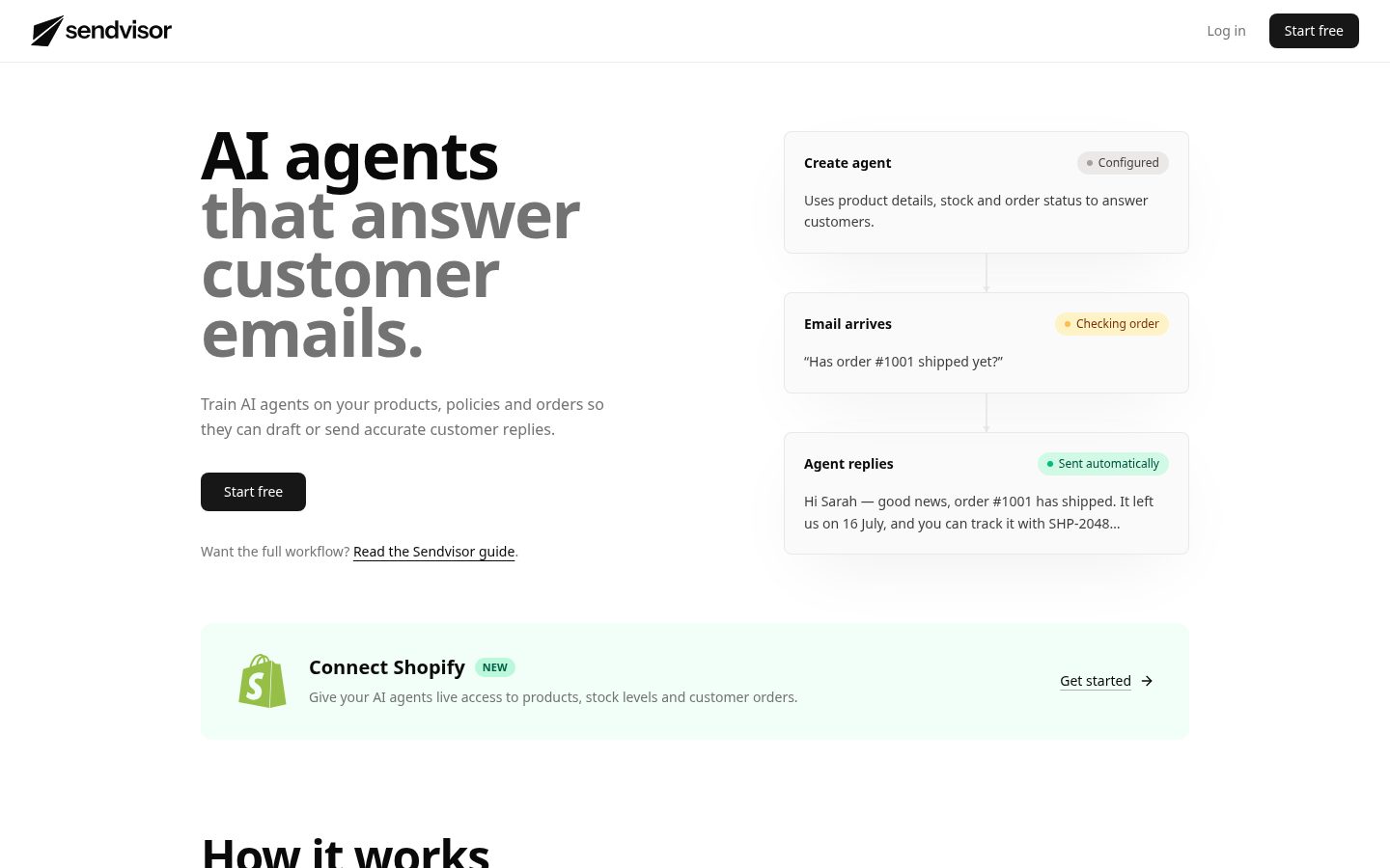 sendvisor.ai Homepage