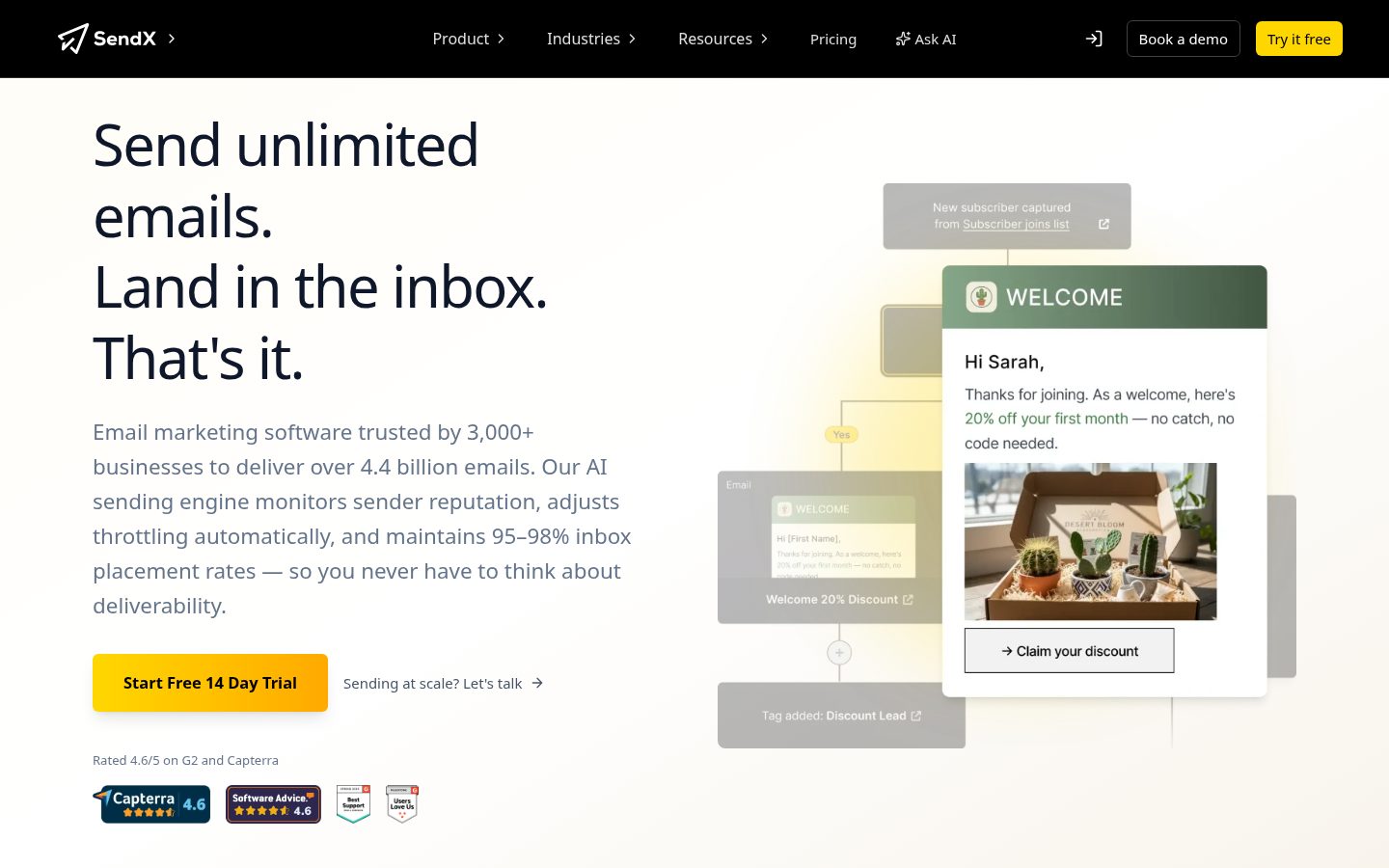 SendX Homepage