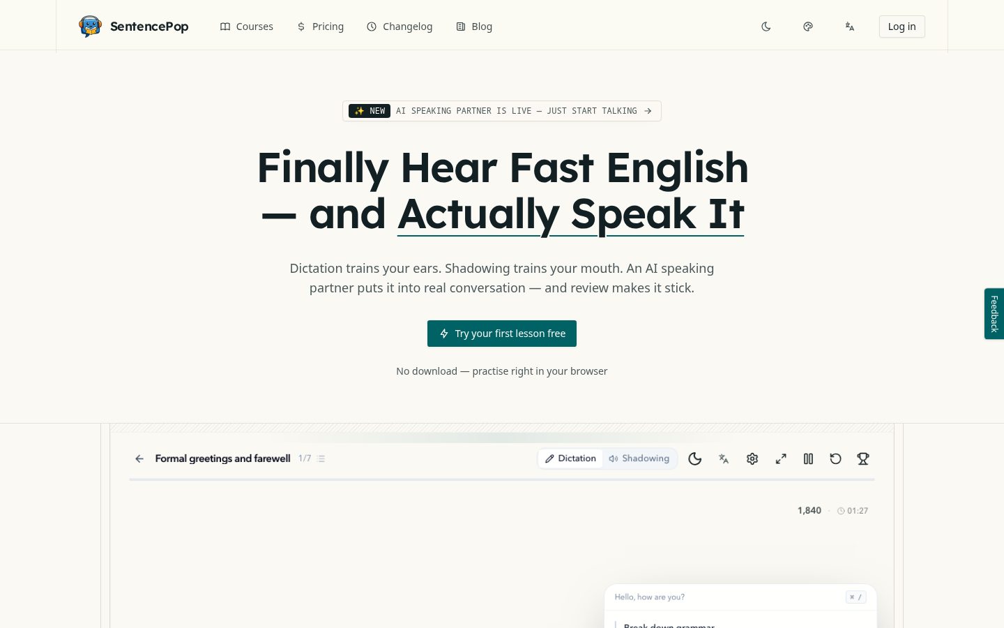 SentencePop Homepage