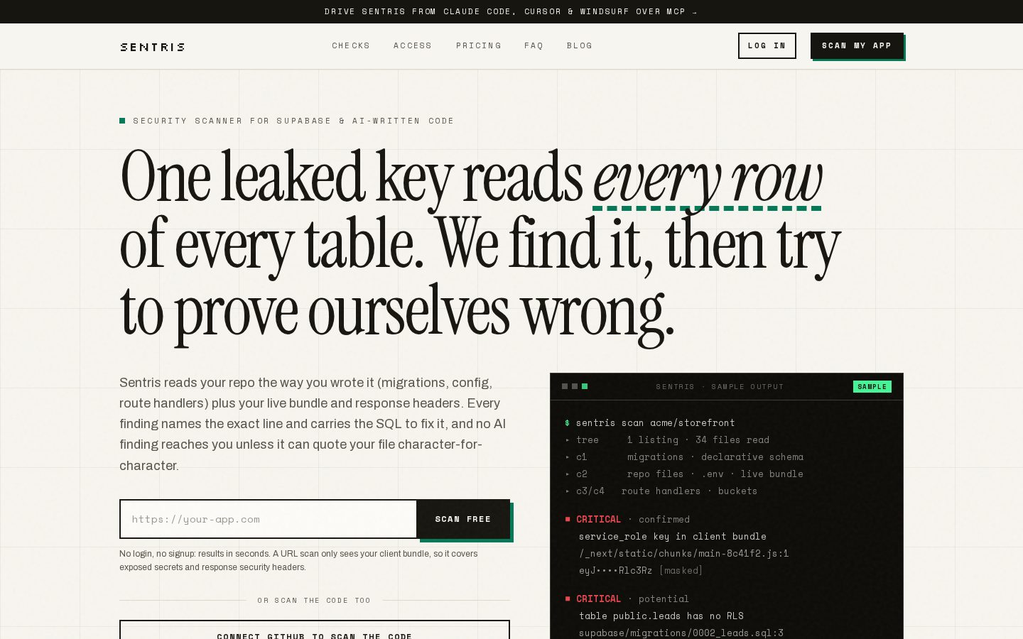 Sentris Homepage