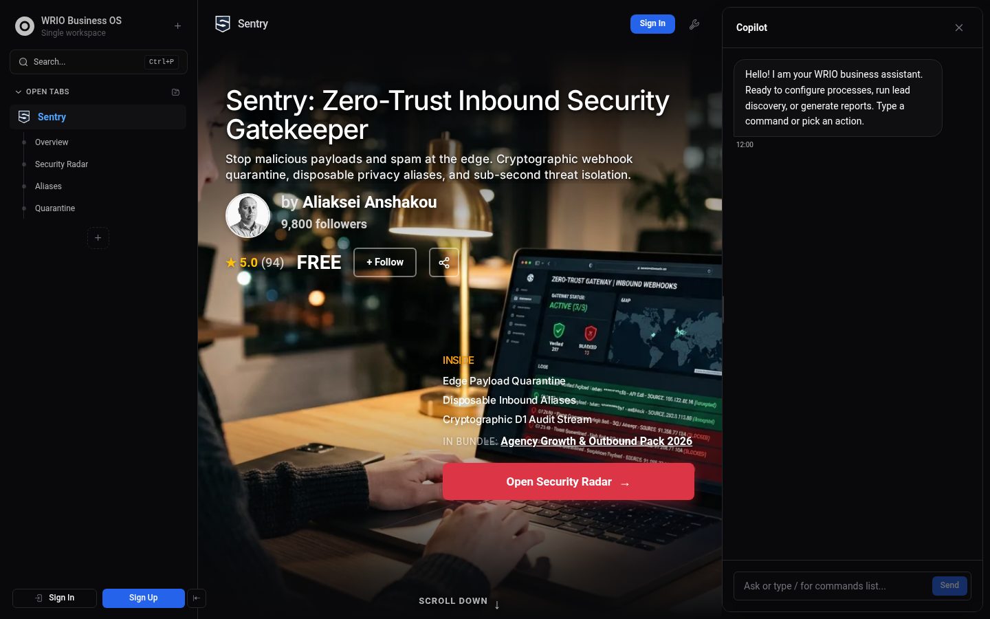 Sentry (wr.io) Homepage