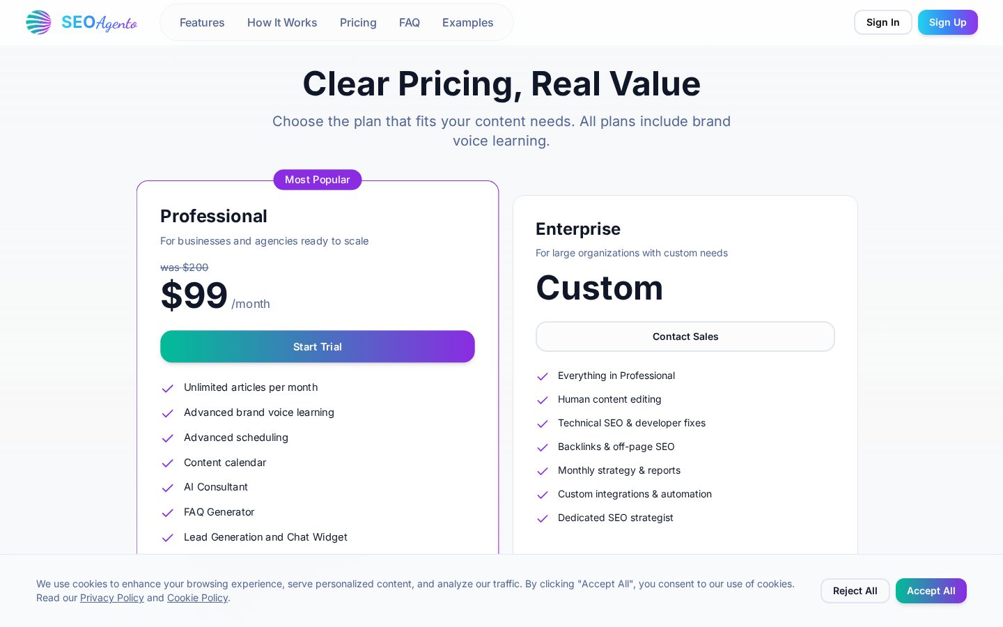 SEO Agento Pricing