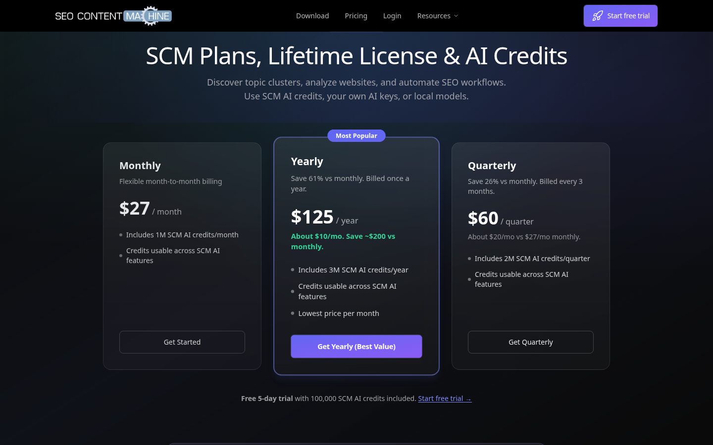 SEO Content Machine Pricing