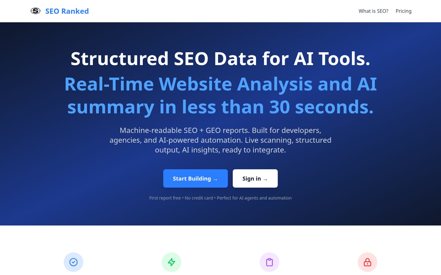 SEO + GEO Audit Report Homepage