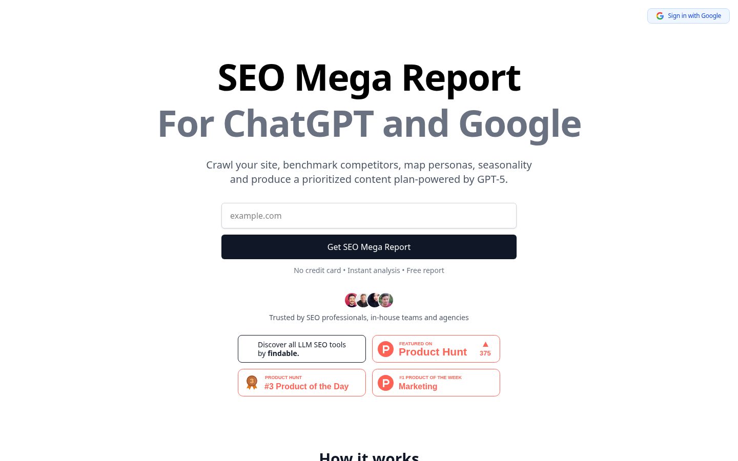 SEO Mega Report Homepage