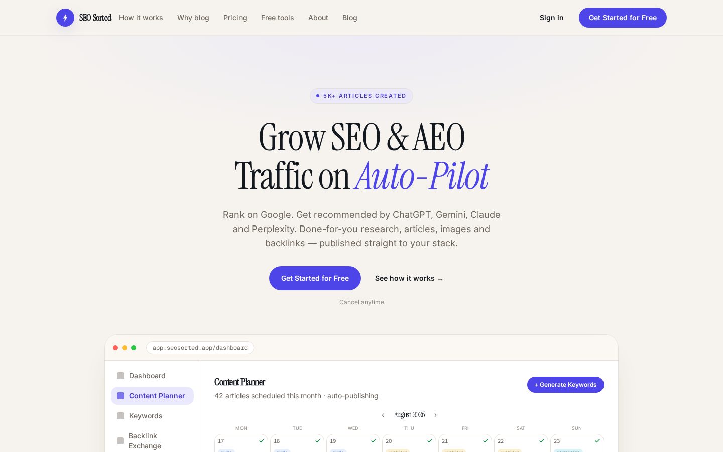 SEO Sorted Homepage