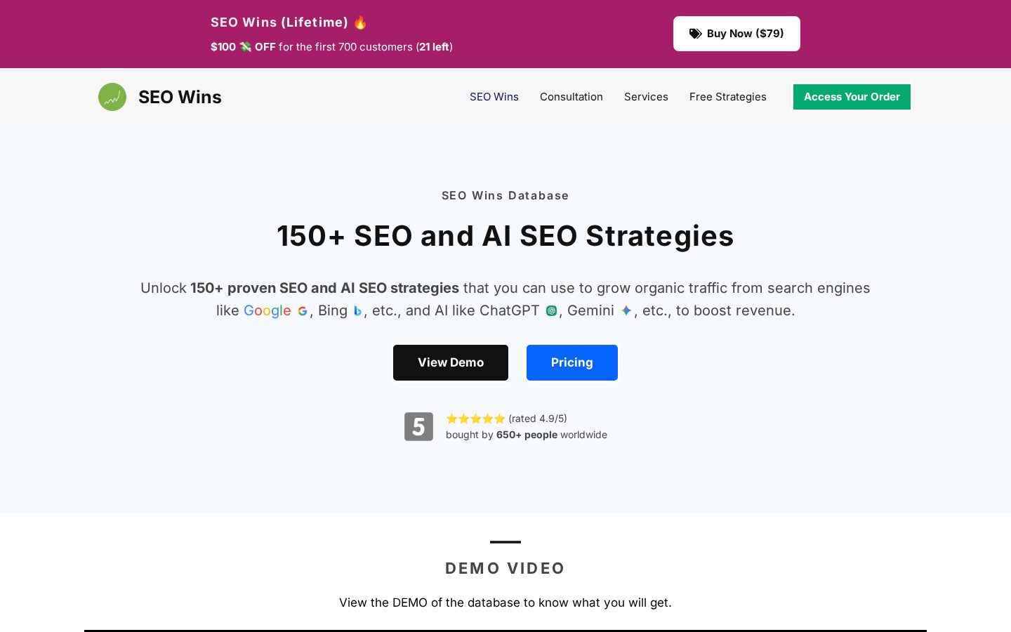 SEO Wins Homepage