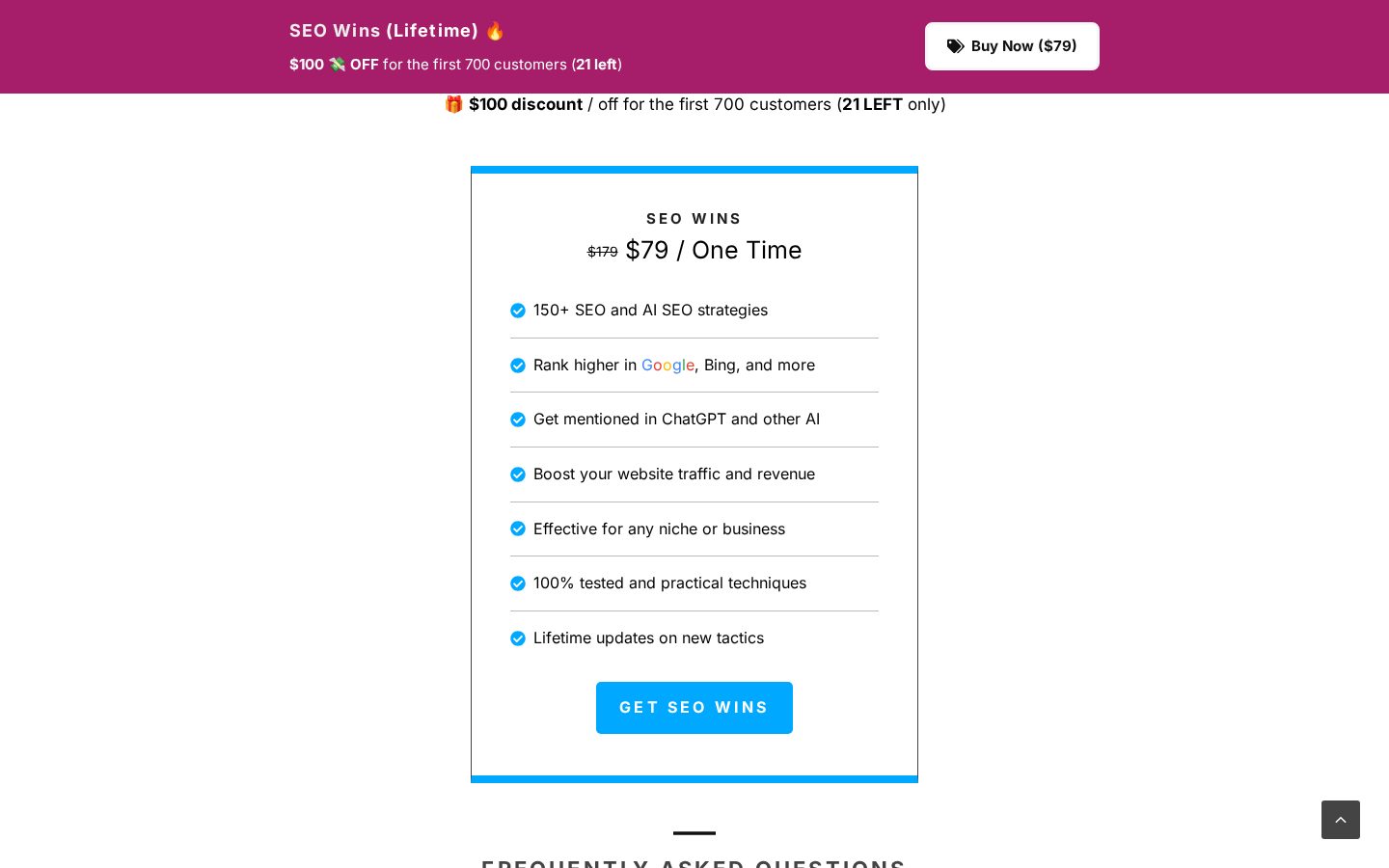 SEO Wins Pricing