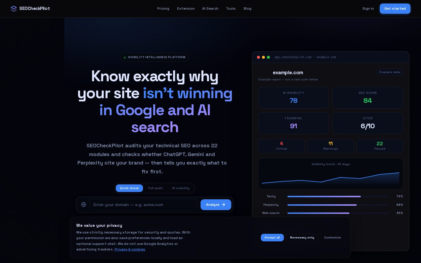 SEOCheckPilot Homepage