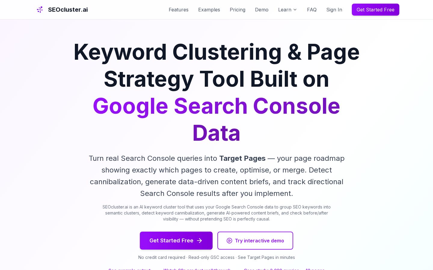 SEOcluster.ai Homepage