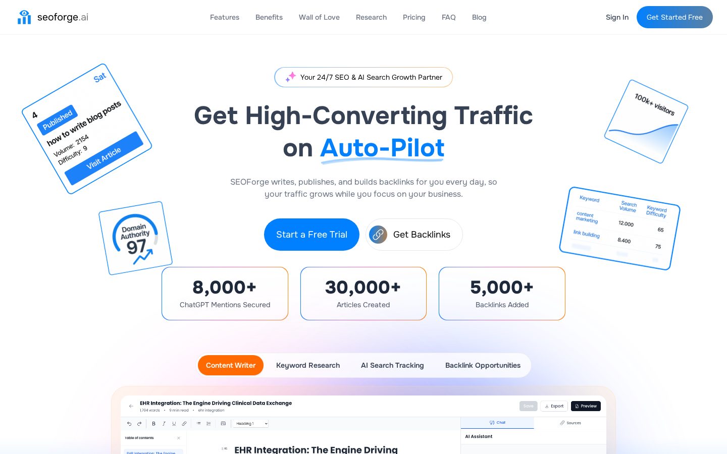 seoforge.ai Homepage