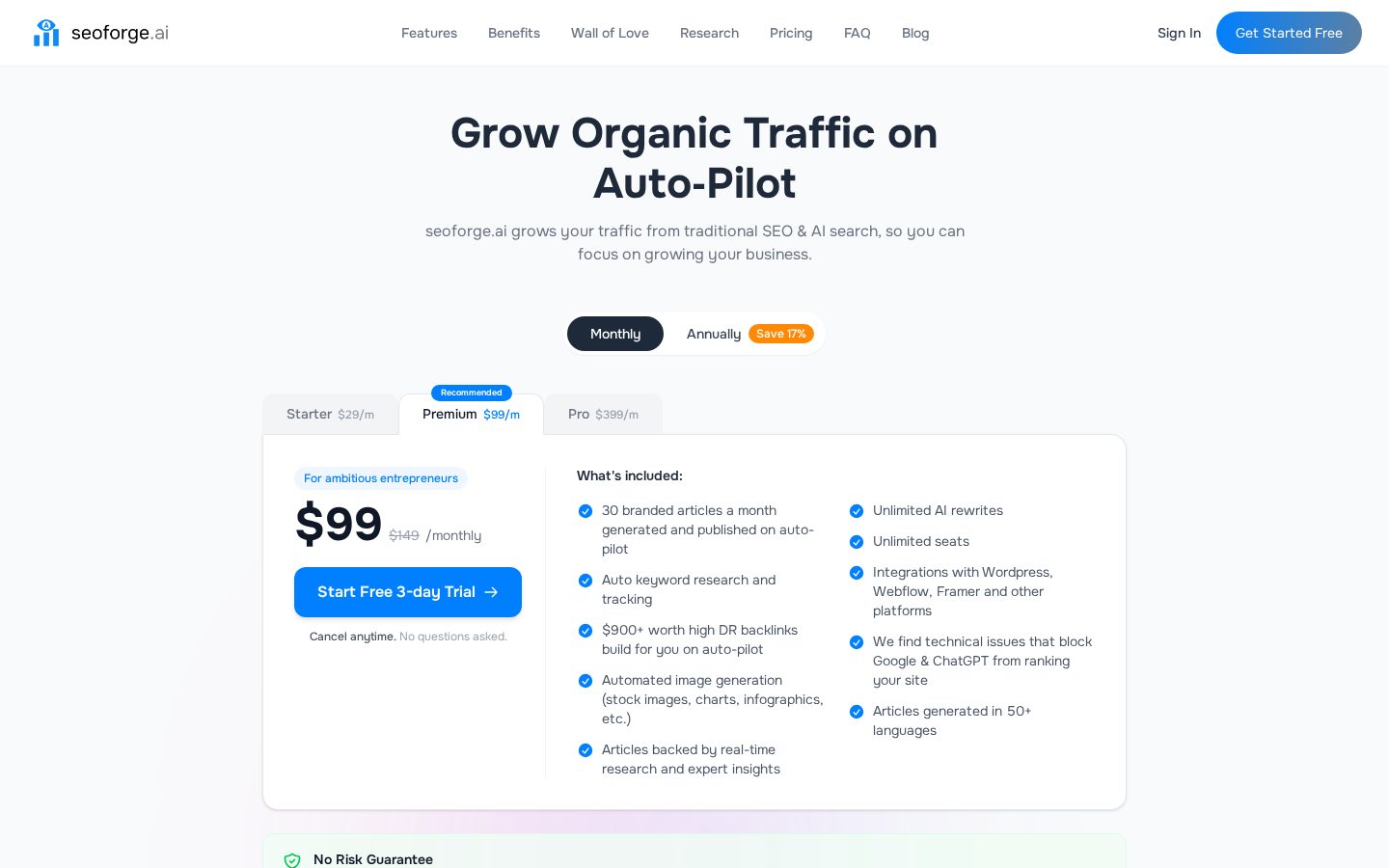 seoforge.ai Pricing