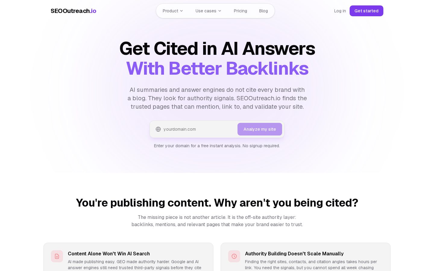SEOOutreach.io Homepage