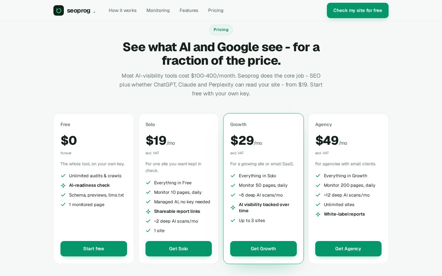 Seoprog Pricing