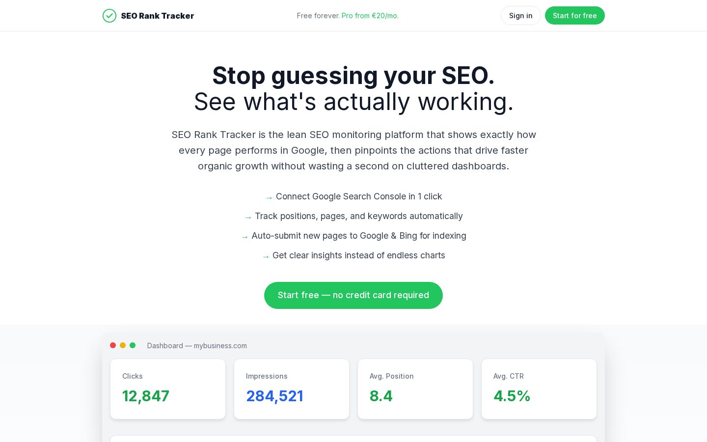 Seoranktracker Homepage