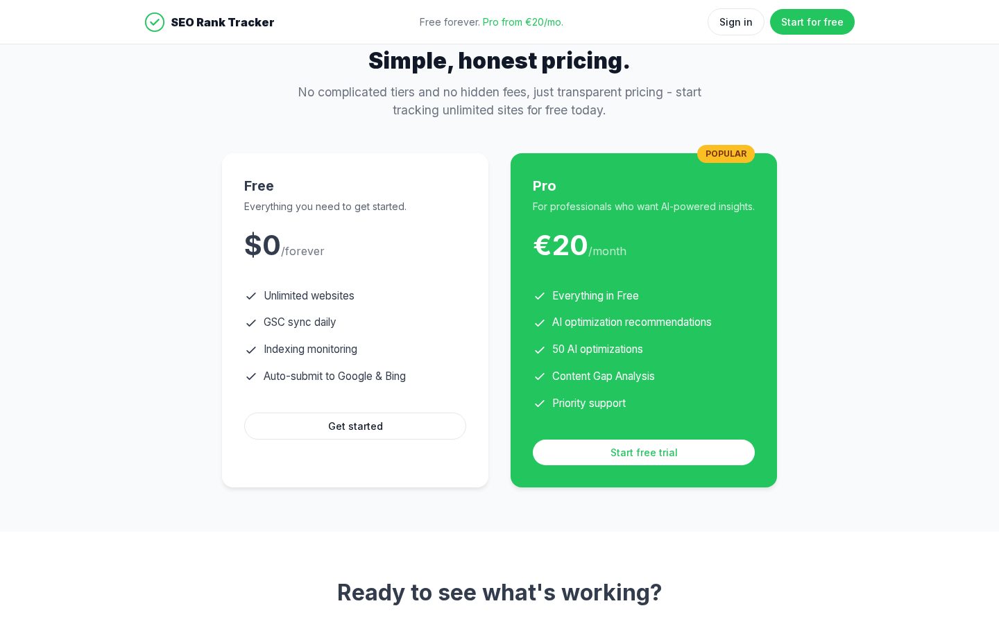Seoranktracker Pricing