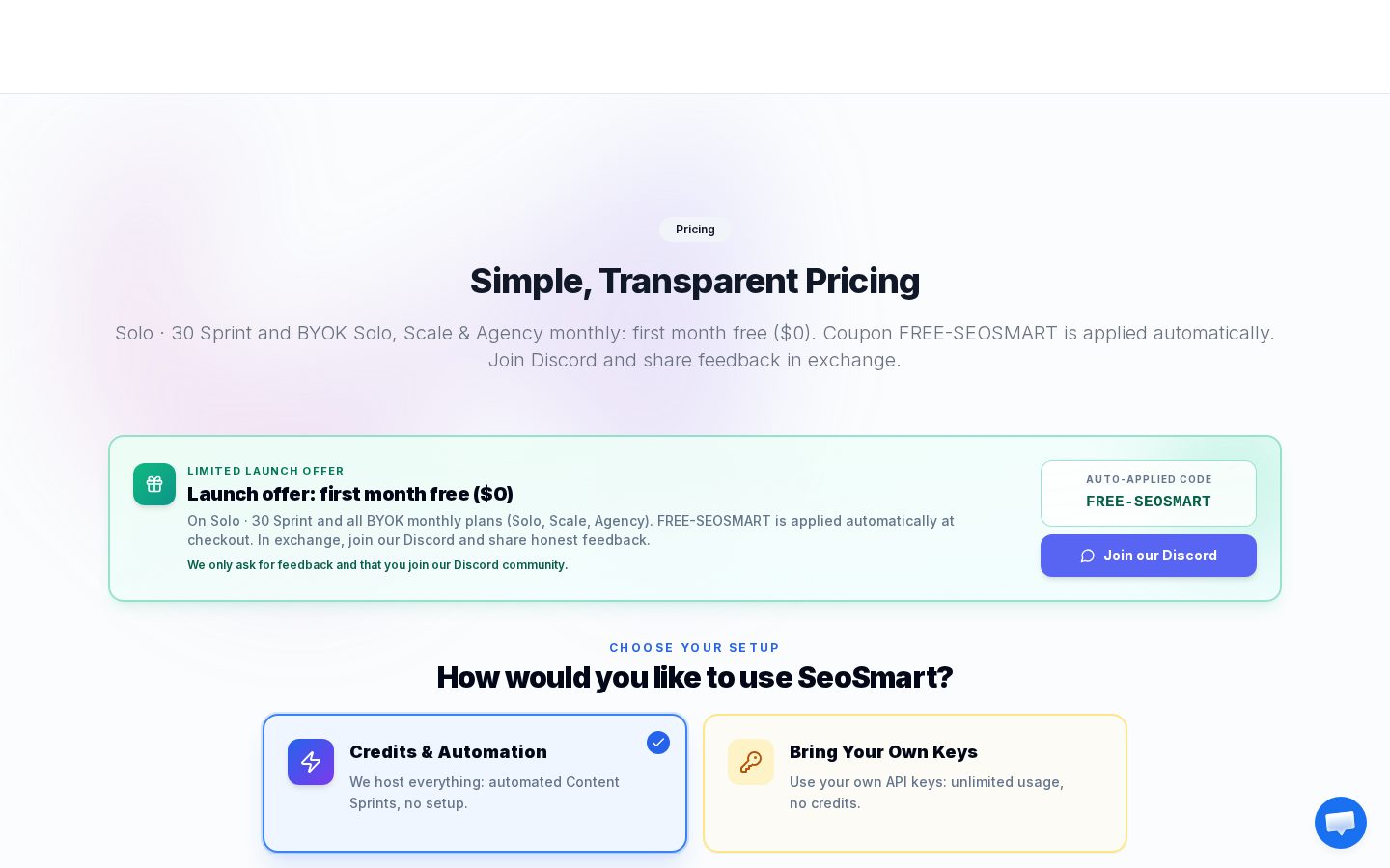 SeoSmart Pricing