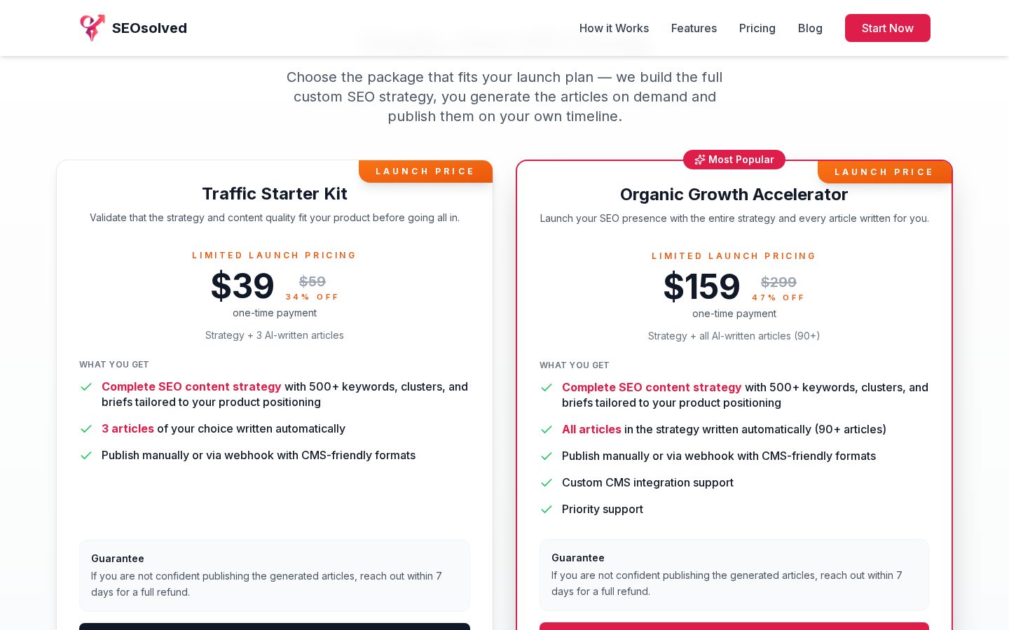 SEOsolved Pricing