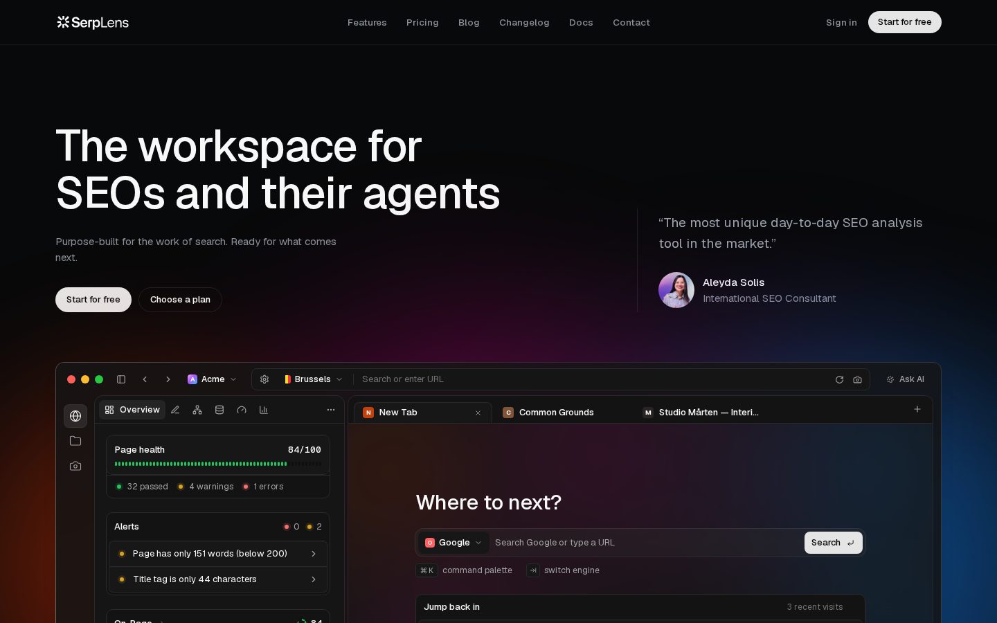 SERP Lens Homepage