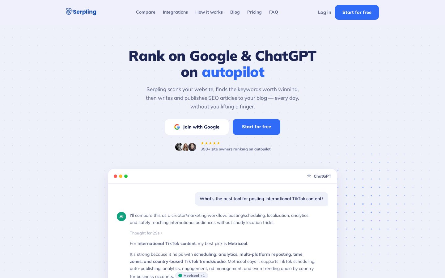 Serpling Homepage