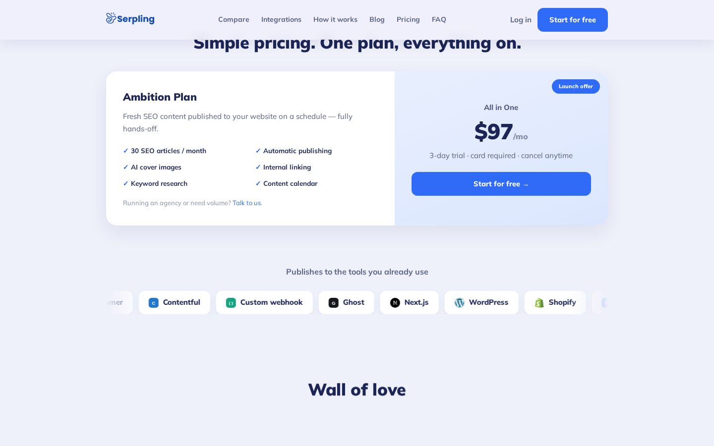 Serpling Pricing