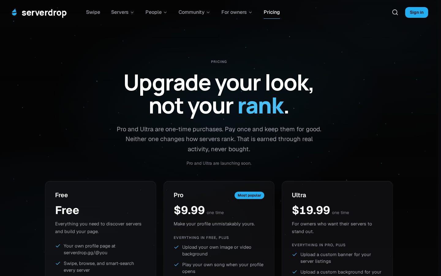 ServerDrop Pricing