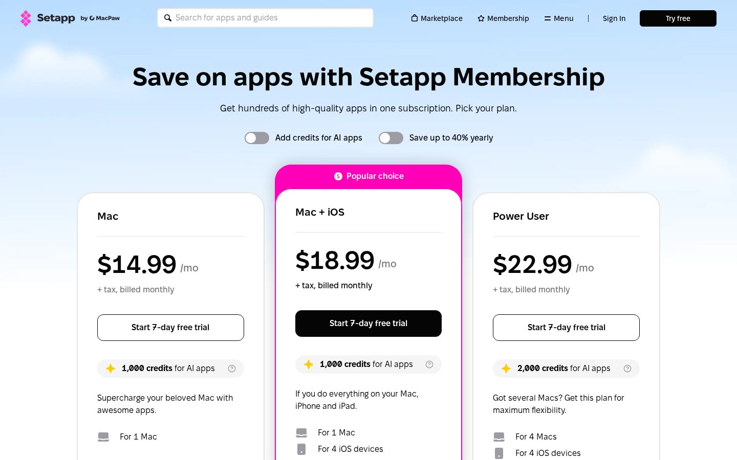 Setapp Pricing