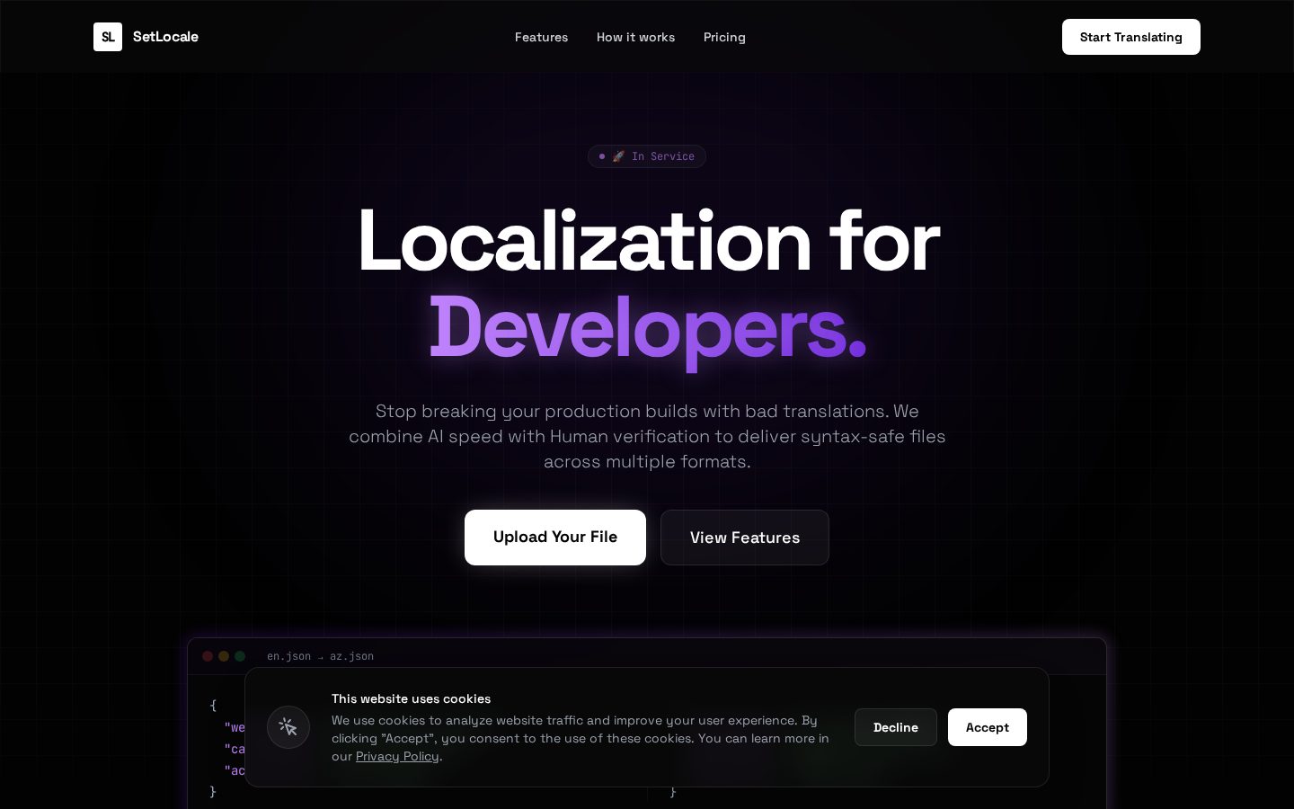 setLocale Homepage