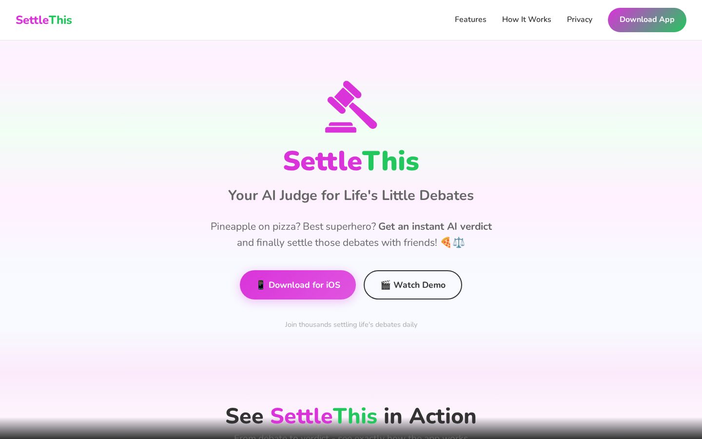SettleThis Homepage