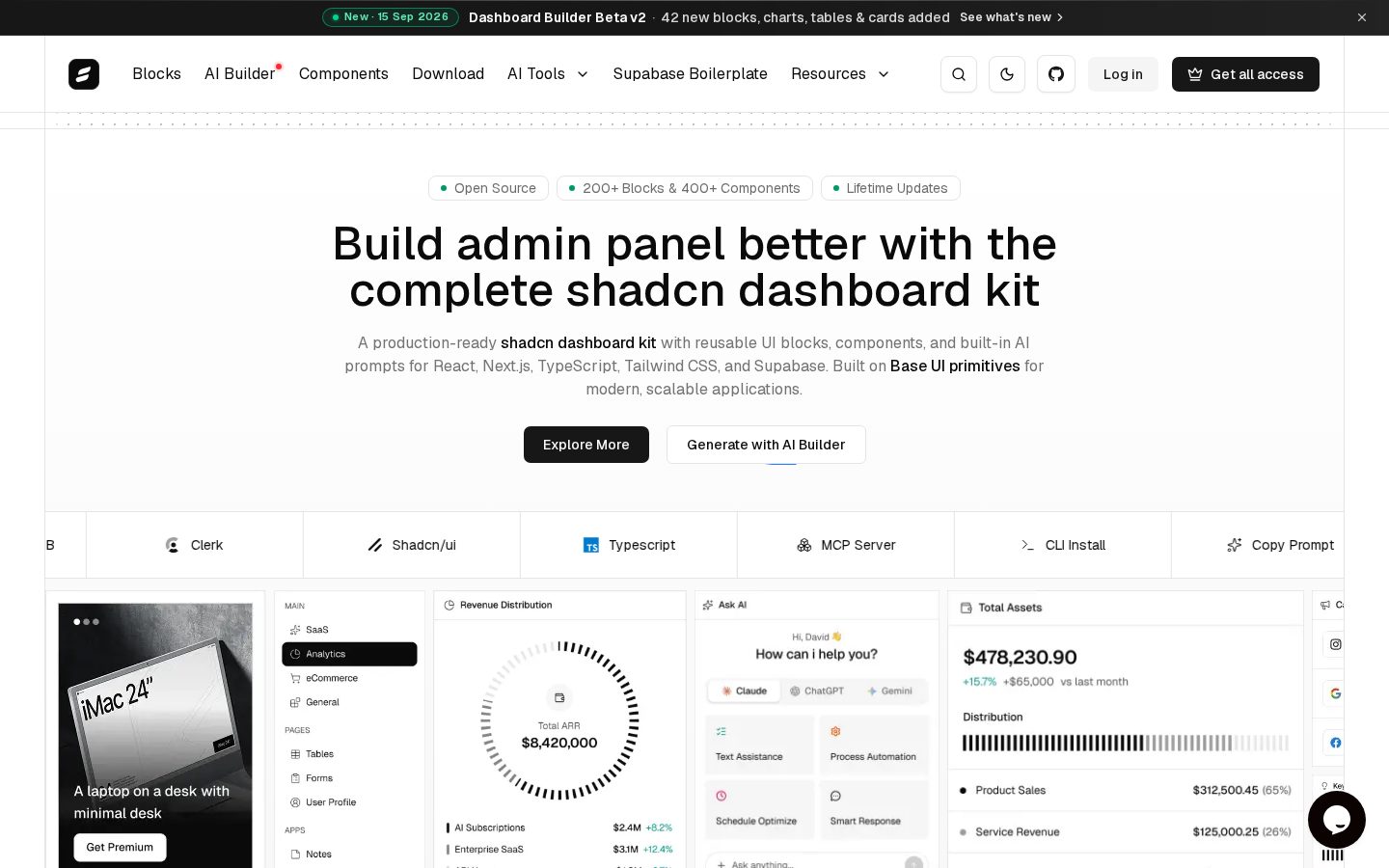 Shadcn Dashboard Homepage