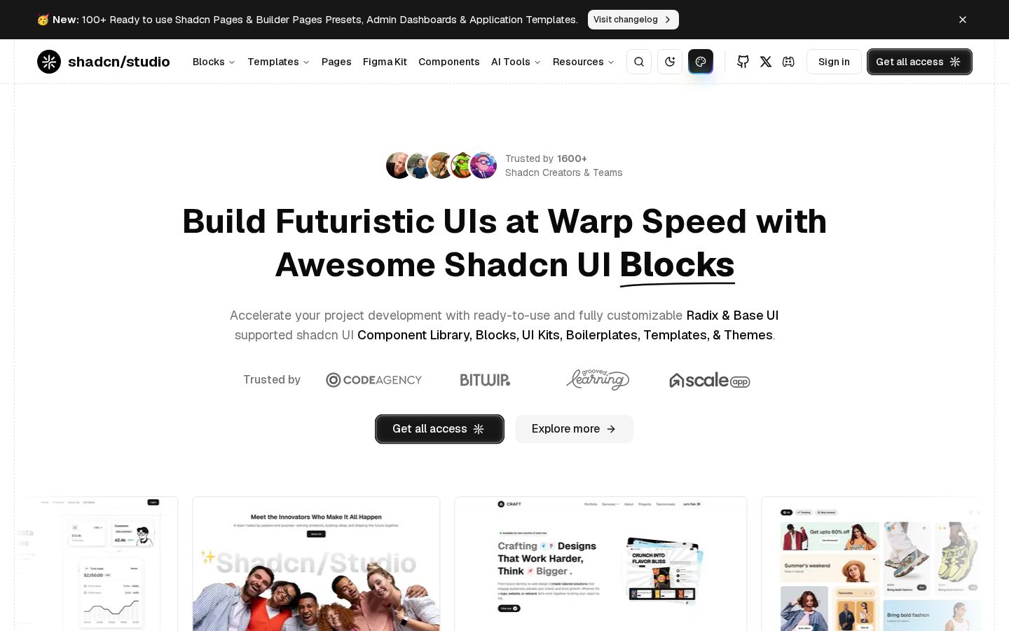 Shadcn/studio Homepage