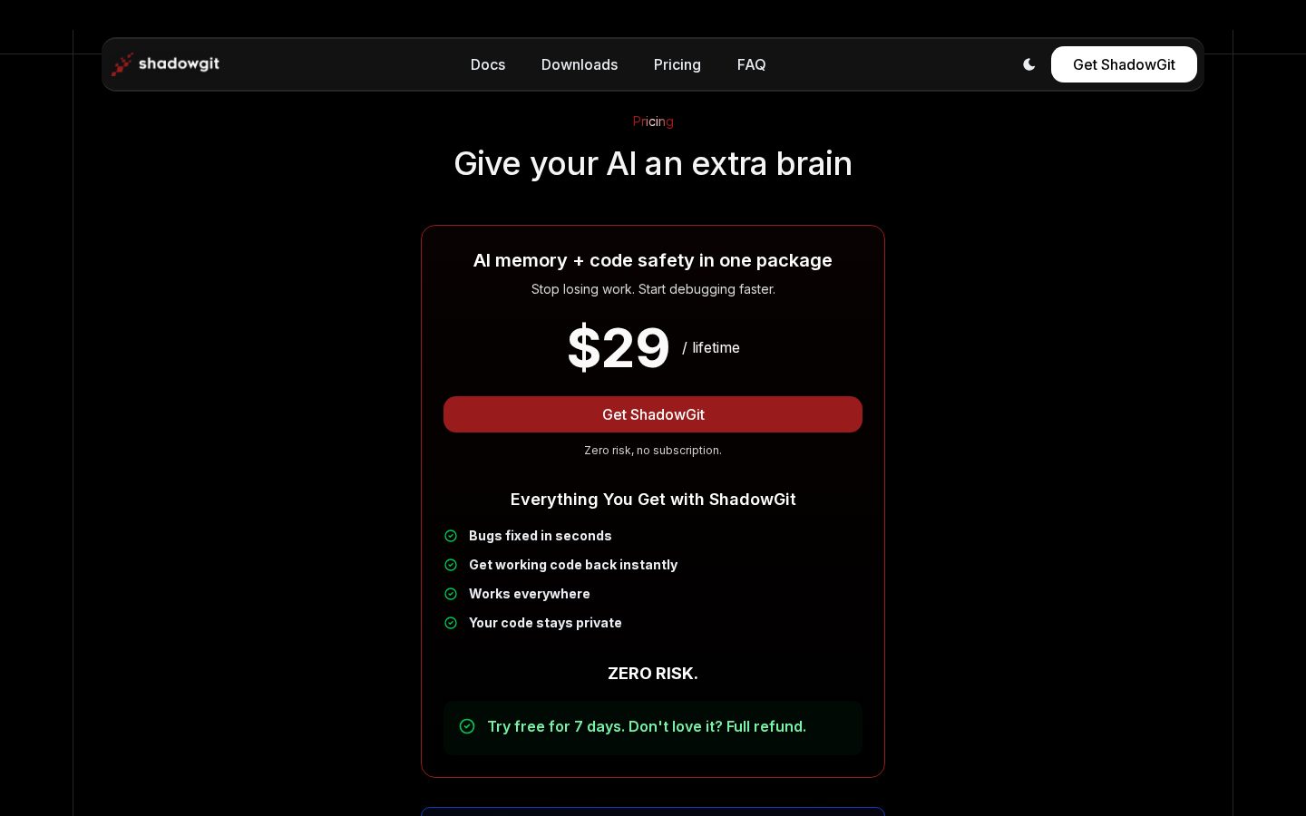ShadowGit Pricing