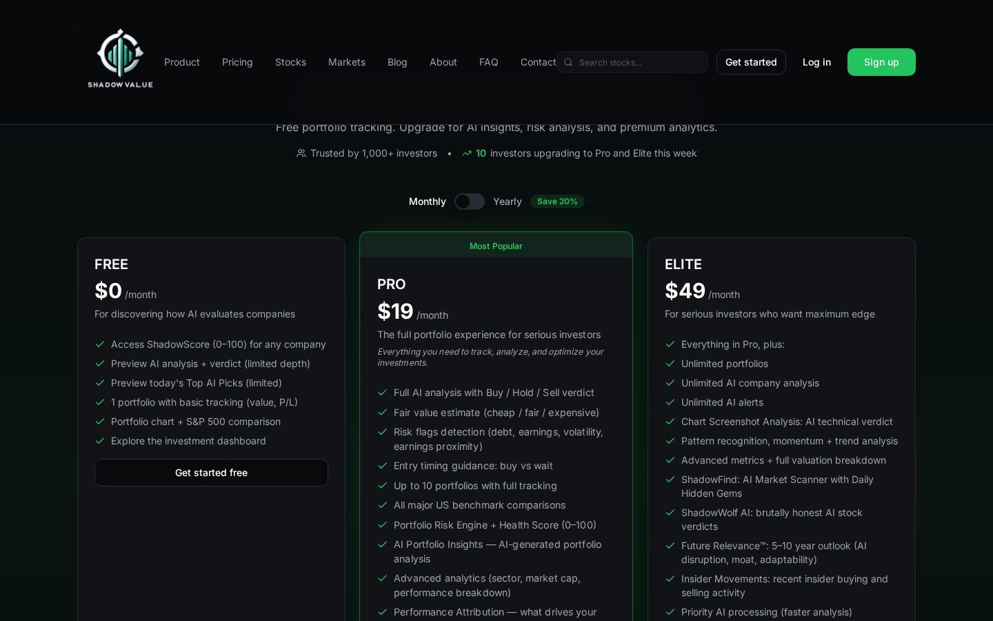 ShadowValue Pricing