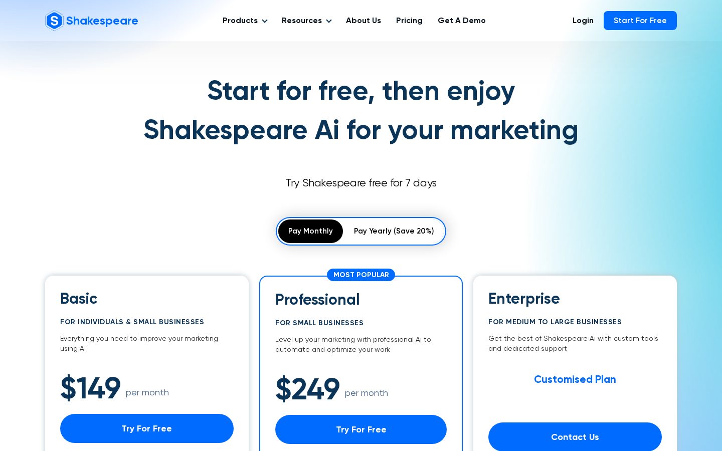 Shakespeare Ai Pricing