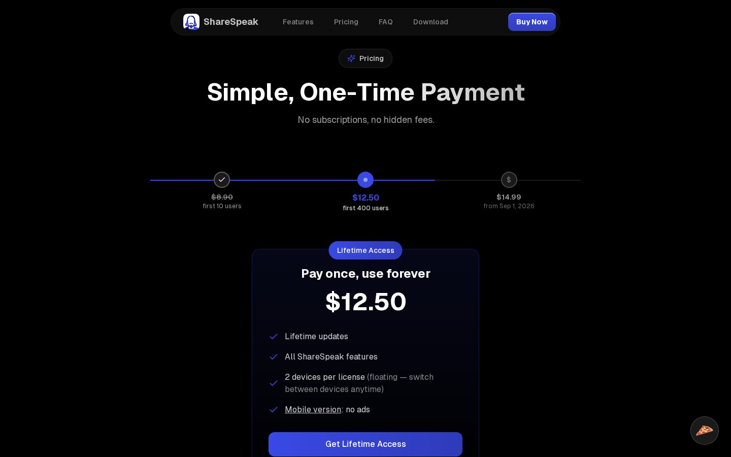 ShareSpeak Pricing