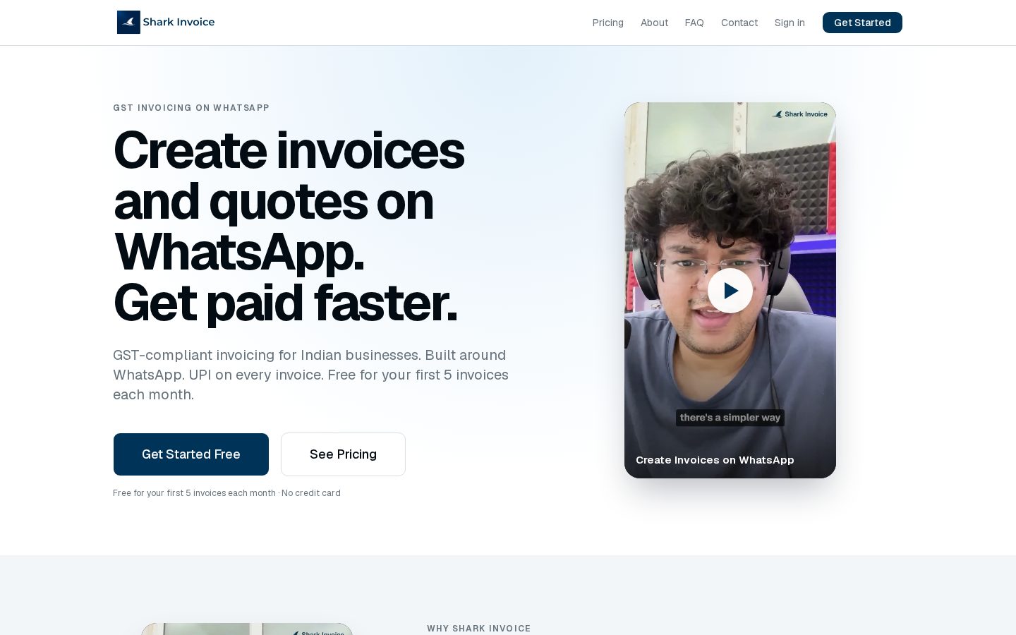 Shark Invoice Homepage